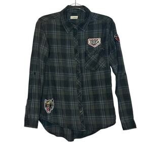 Wet Seal Blue Green Plaid Button Up M